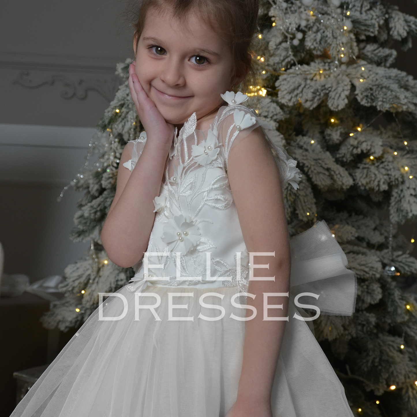 White Tutu Dress with lace bow