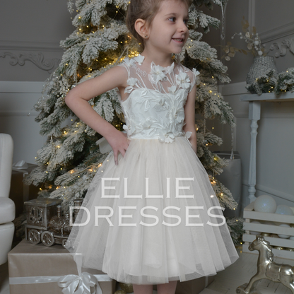 White Tutu Dress with lace bow