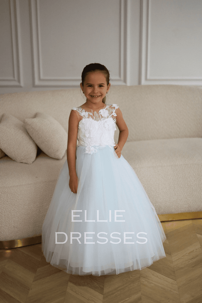 Sky-blue Flower Girl Dress