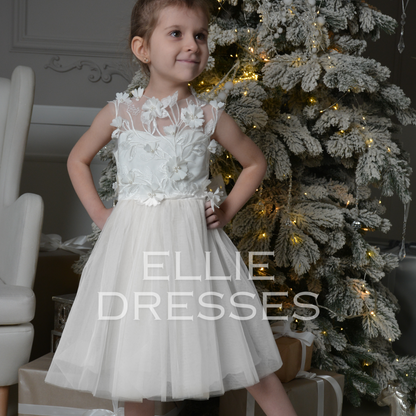 White Tutu Dress with lace bow