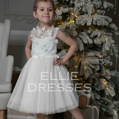 White Tutu Dress with lace bow