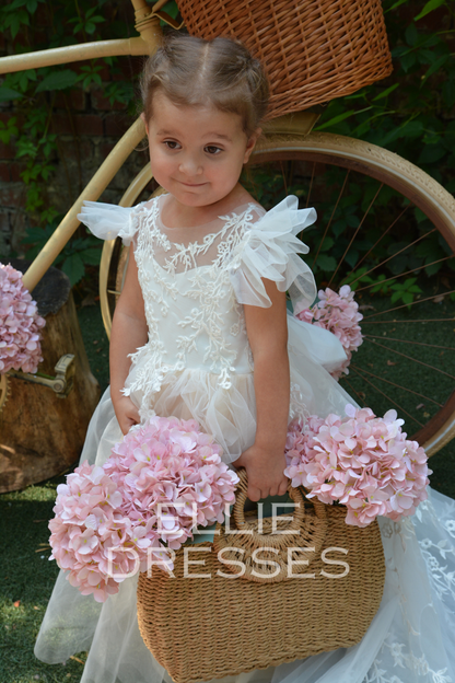 NEW! Nude Flower Girl Dress