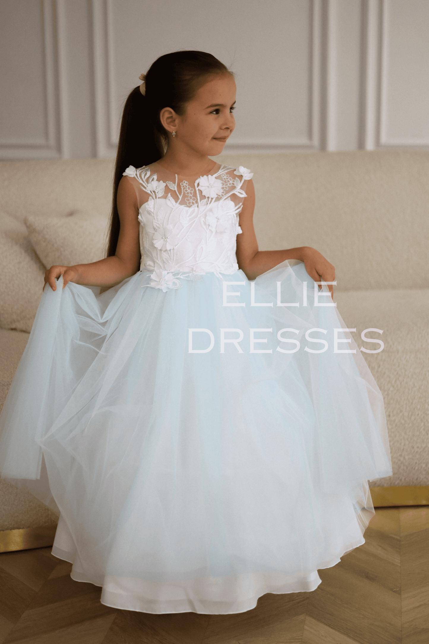 Sky-blue Flower Girl Dress