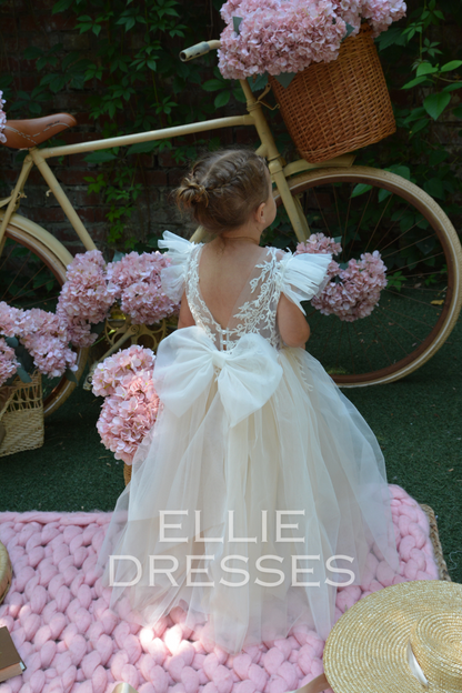 NEW! Nude Flower Girl Dress