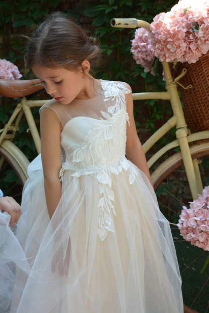 Nude Flower Girl Dress