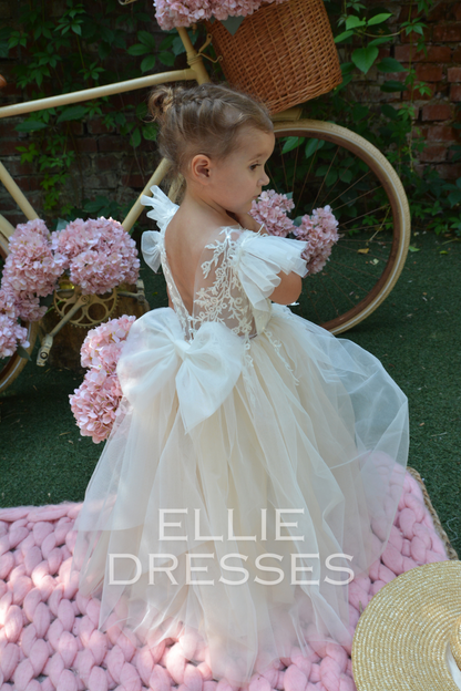 NEW! Nude Flower Girl Dress