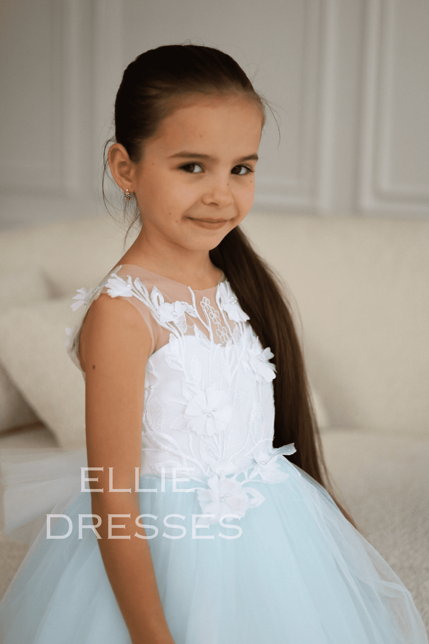 Sky-blue Flower Girl Dress