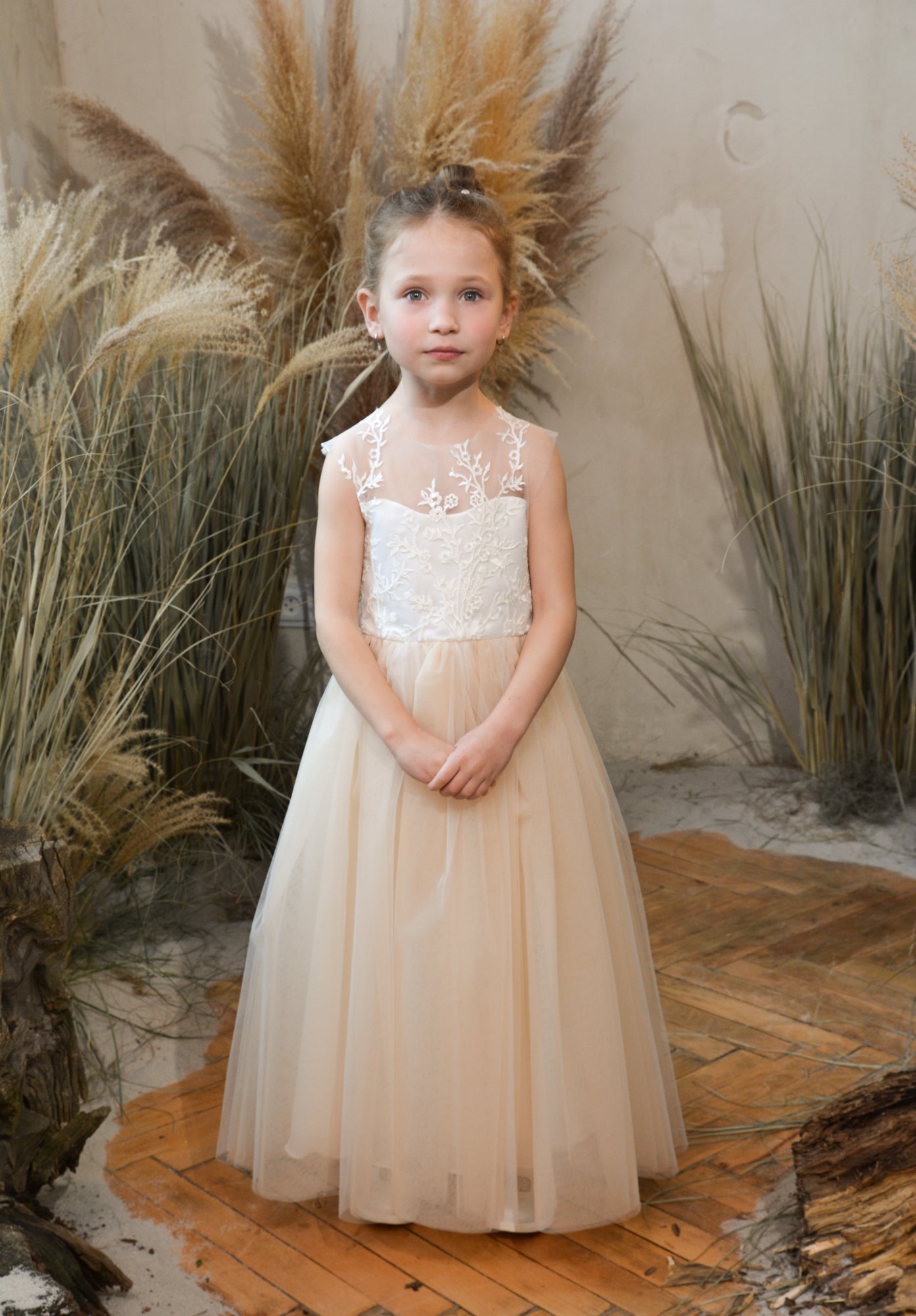 Nude Flower Girl Dress