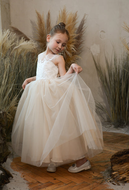 Nude Flower Girl Dress