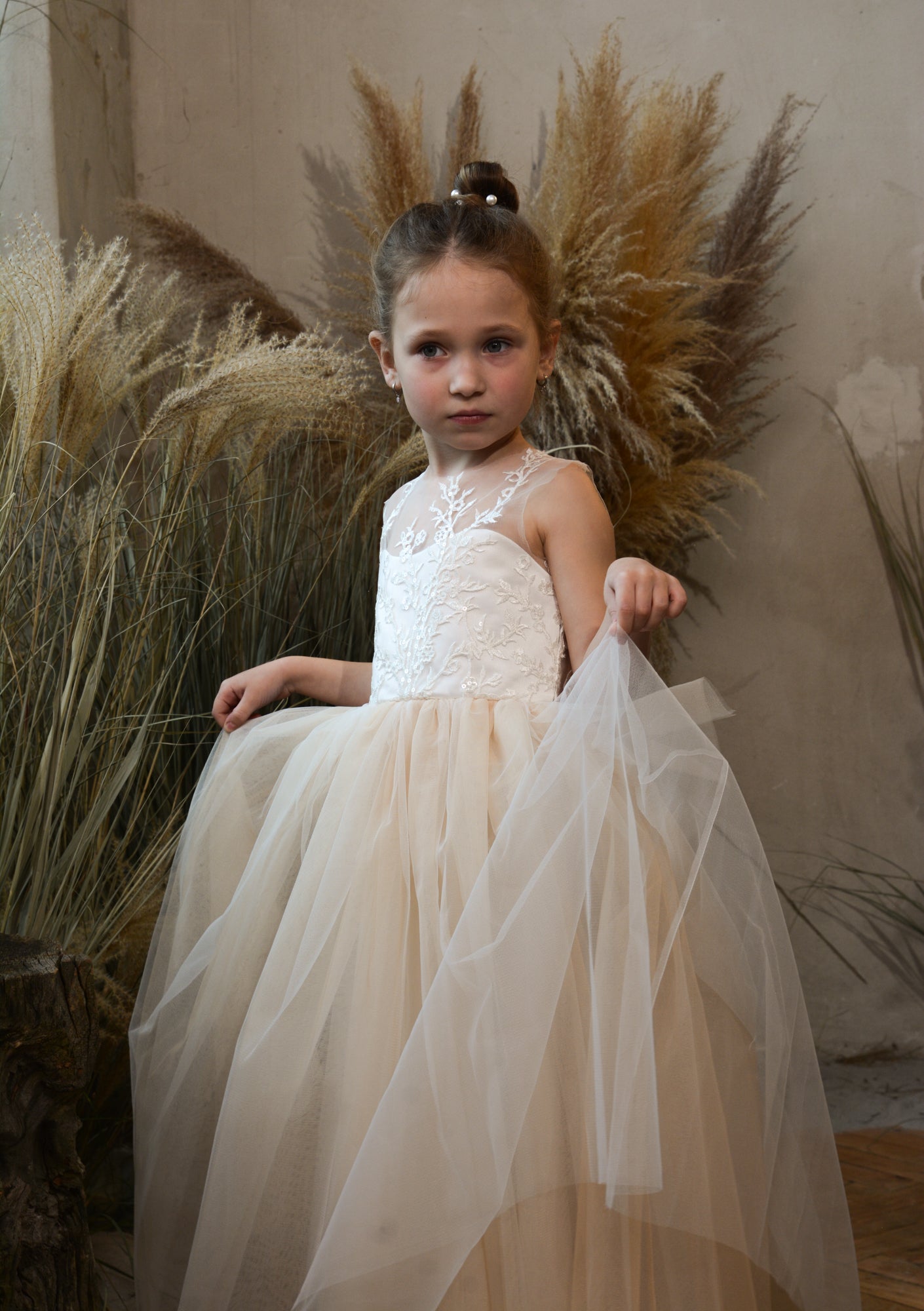 Nude Flower Girl Dress