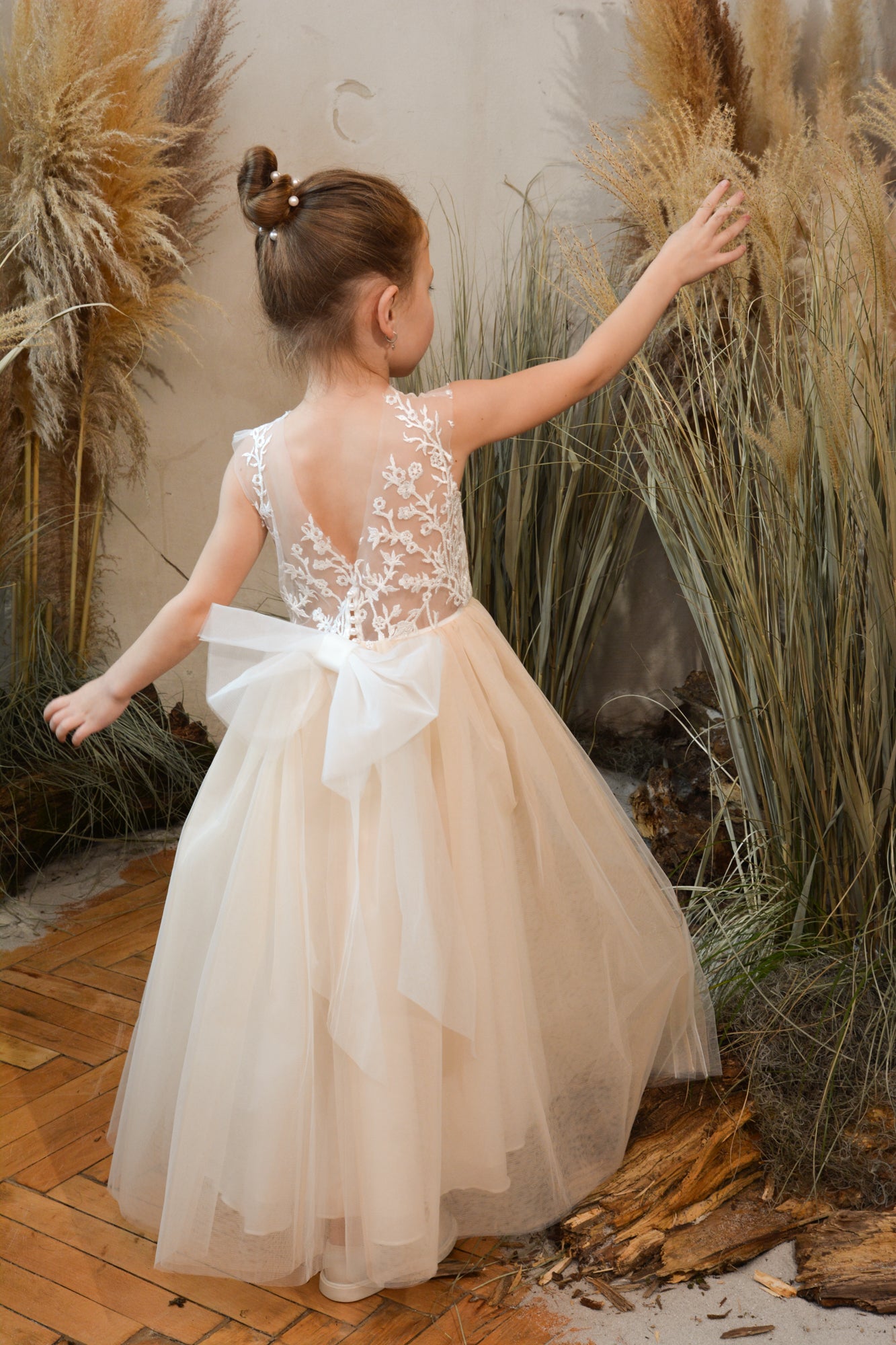 Nude Flower Girl Dress