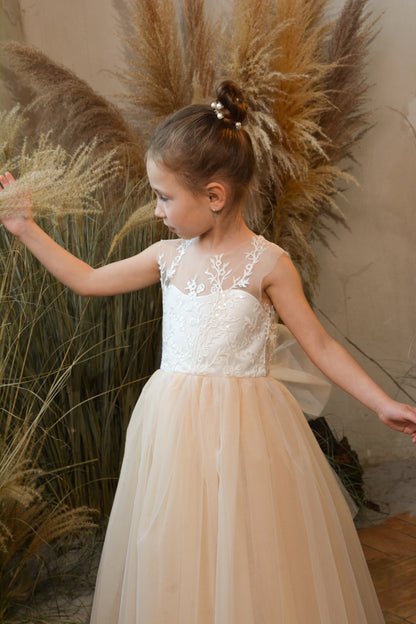 Nude Flower Girl Dress