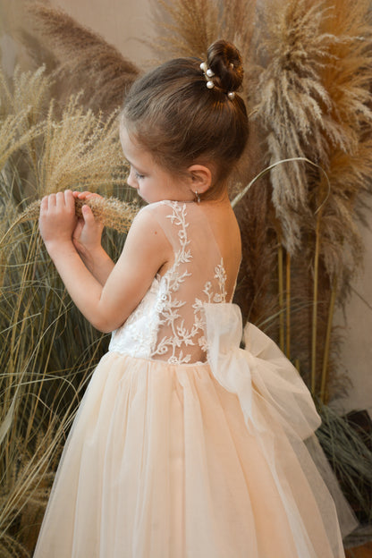 Nude Flower Girl Dress