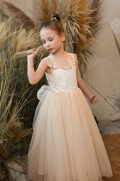 Nude Flower Girl Dress