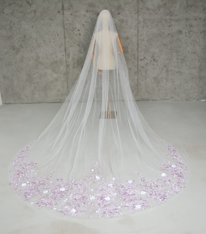 PURPLE FLORAL VEIL