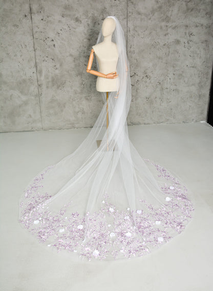 PURPLE FLORAL VEIL