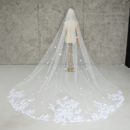 3D WEDDING VEIL WITH LACE