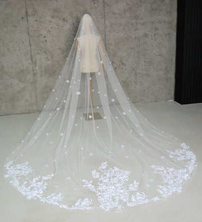 3D WEDDING VEIL WITH LACE