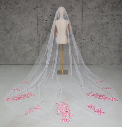 PINK FLORAL VEIL