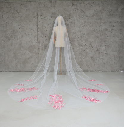 PINK FLORAL VEIL