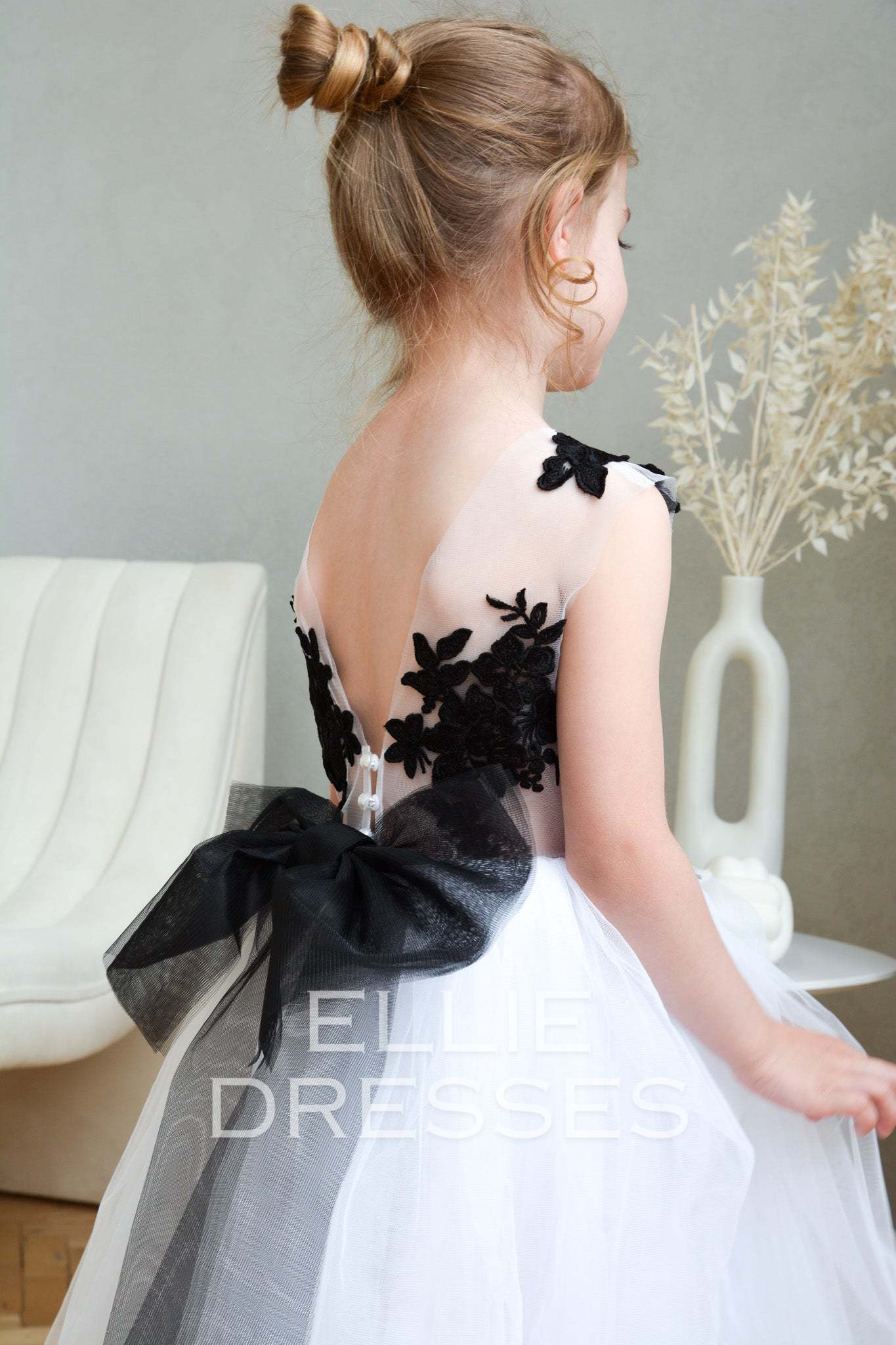 Dress with black floral lace