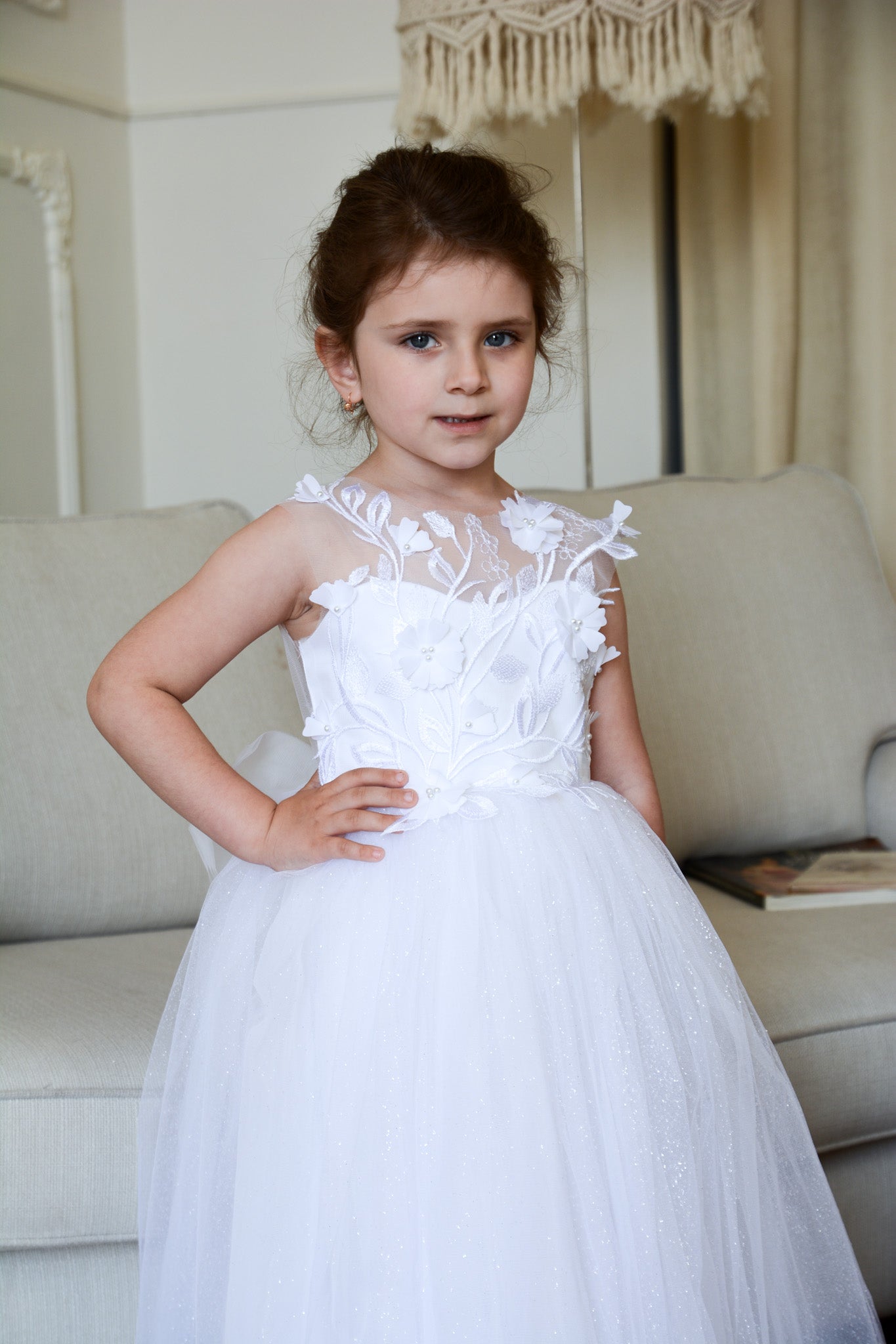 White sparkle Girl Gown