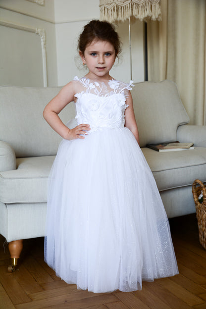 White sparkle Girl Gown