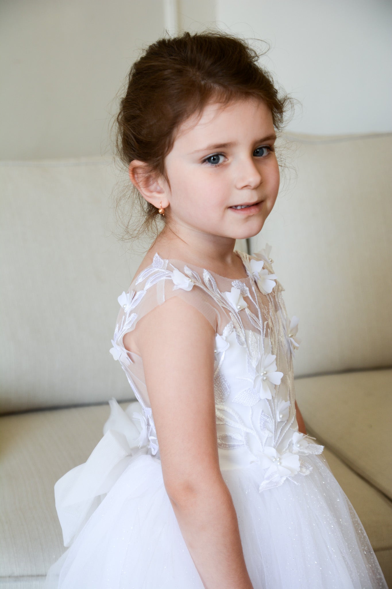 White sparkle Girl Gown