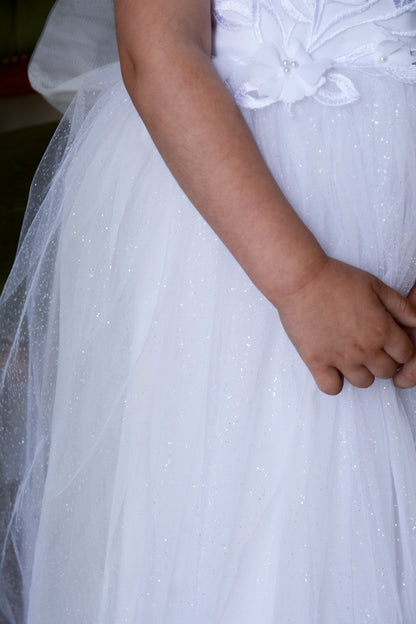 White sparkle Girl Gown