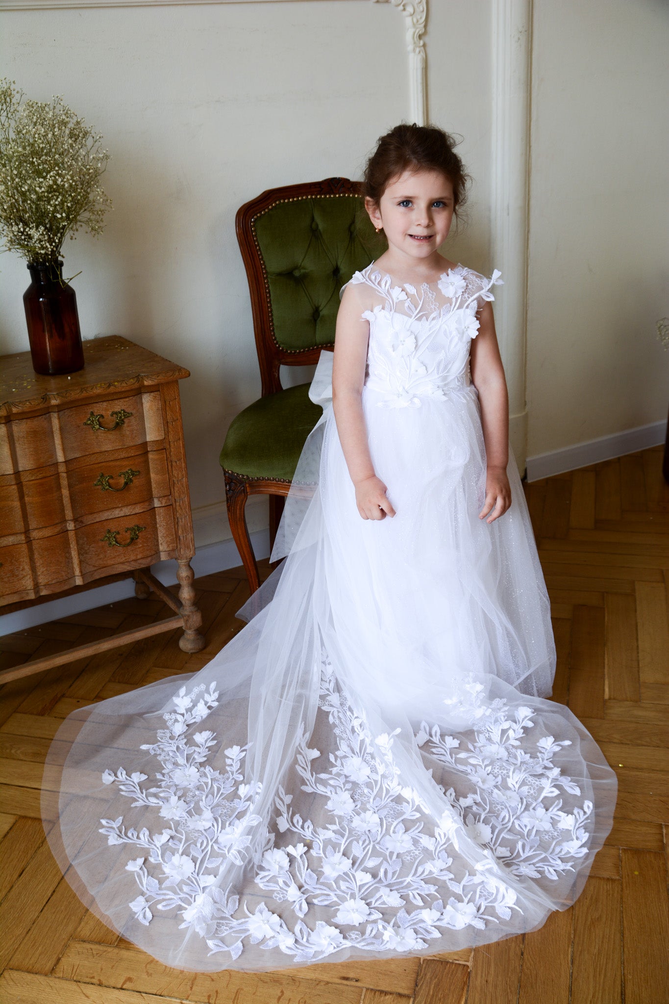 White sparkle Girl Gown