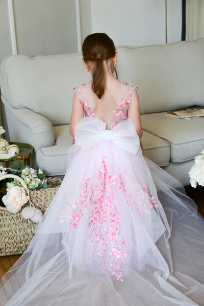 Pink Gradient Lace Dress
