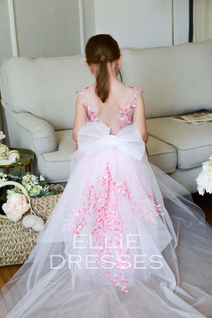 Pink Gradient Lace Dress