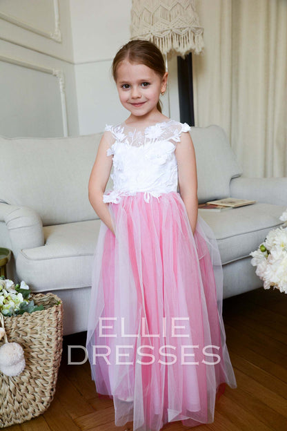 Raspberry Flower Girl Gown