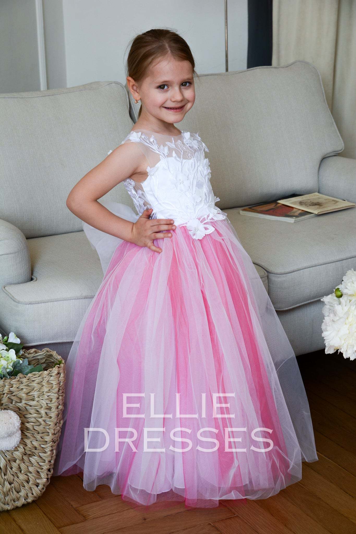 Raspberry Flower Girl Gown