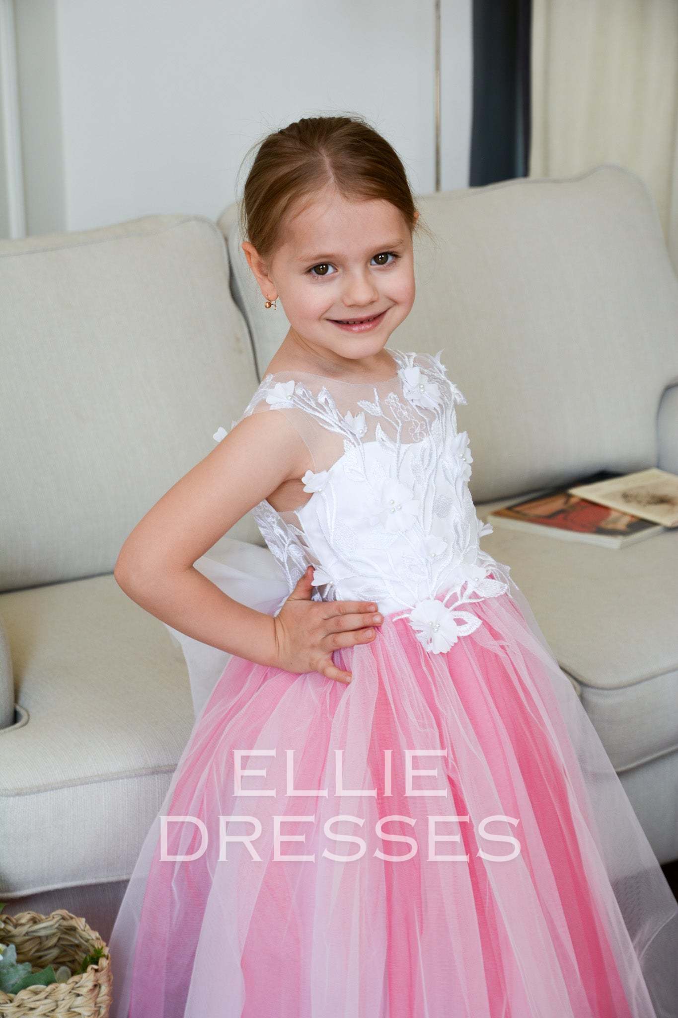 Raspberry Flower Girl Gown