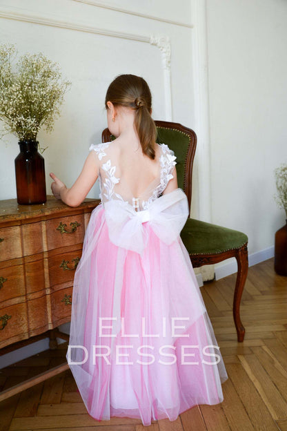 Raspberry Flower Girl Gown