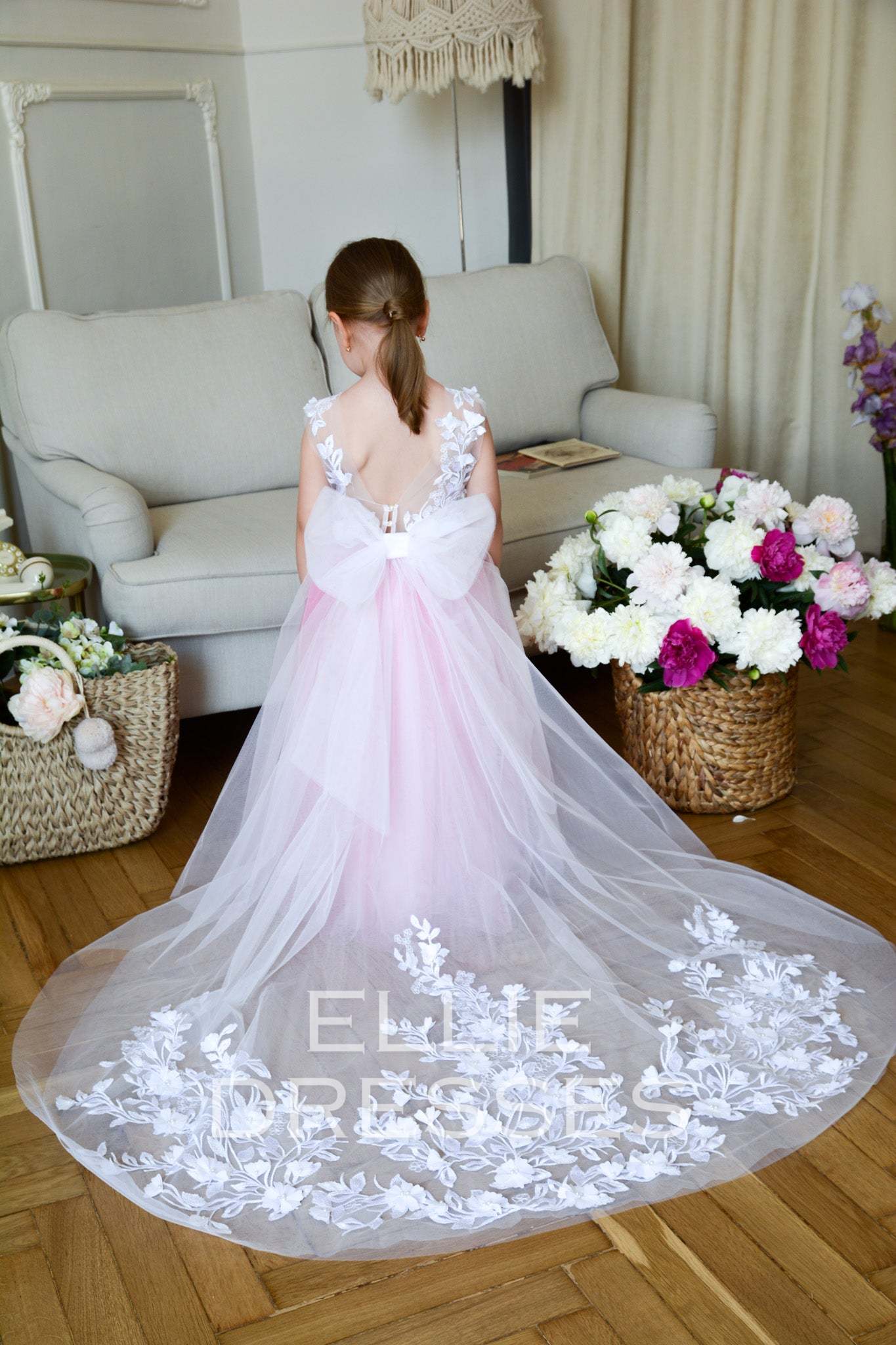 Raspberry Flower Girl Gown