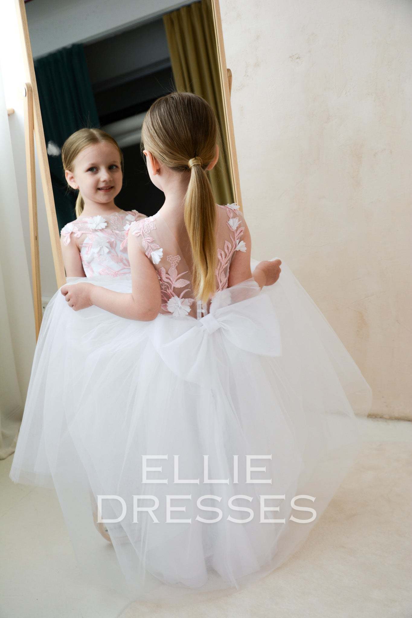 Puffy Dress with pink & white lace