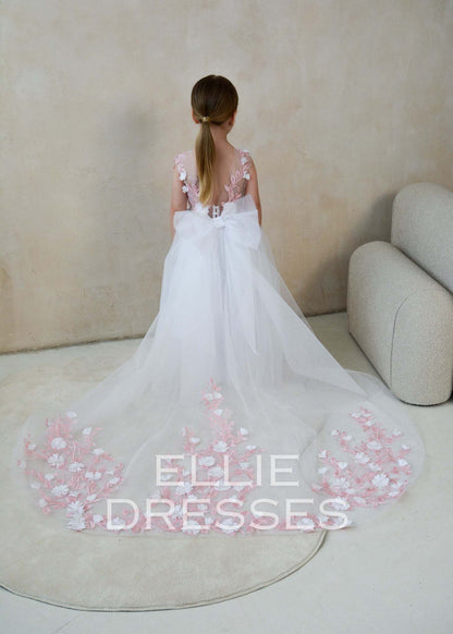 Puffy Dress with pink & white lace