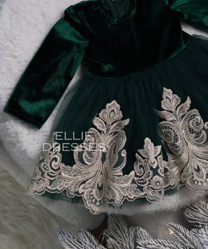 Christmas Dress with gold lace