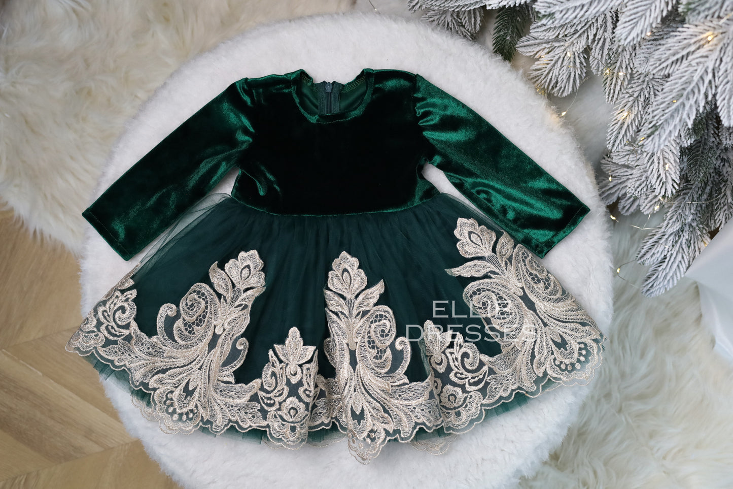 Christmas Dress with gold lace