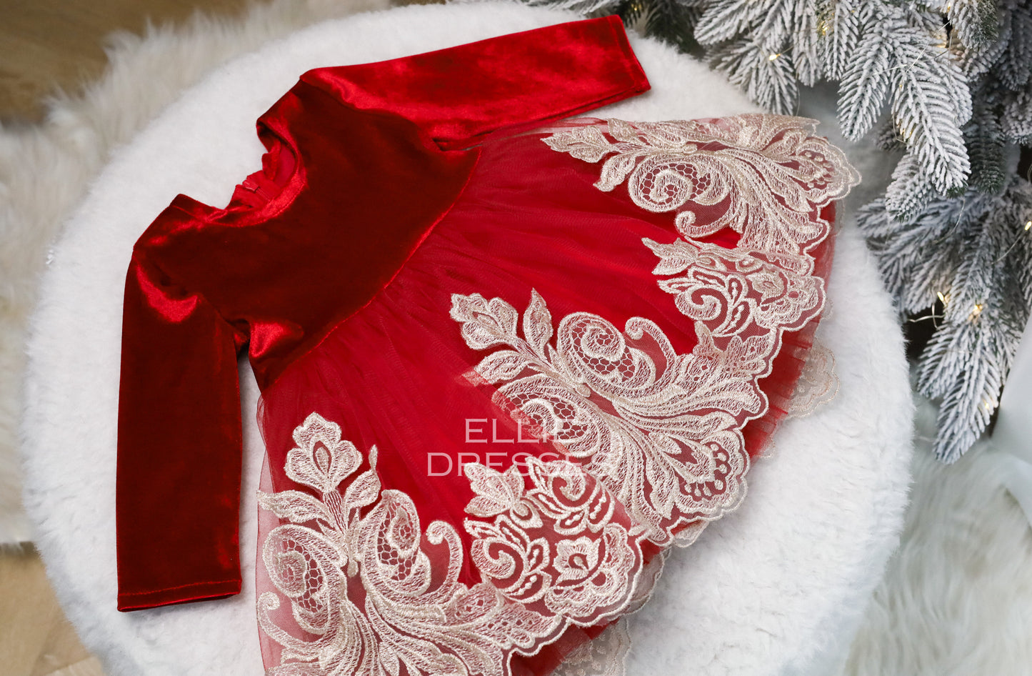 Christmas Dress with gold lace