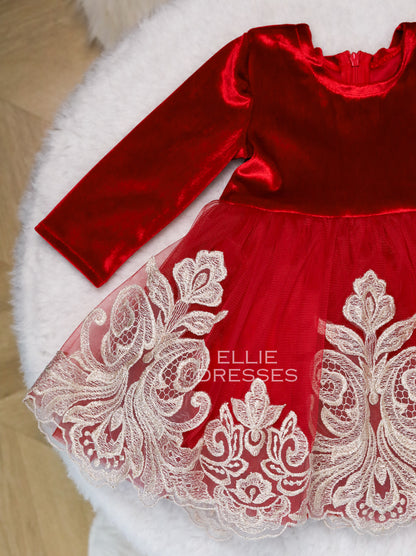 Christmas Dress with gold lace