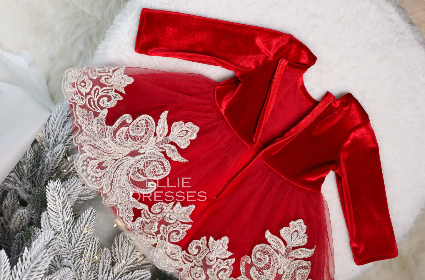 Christmas Dress with gold lace