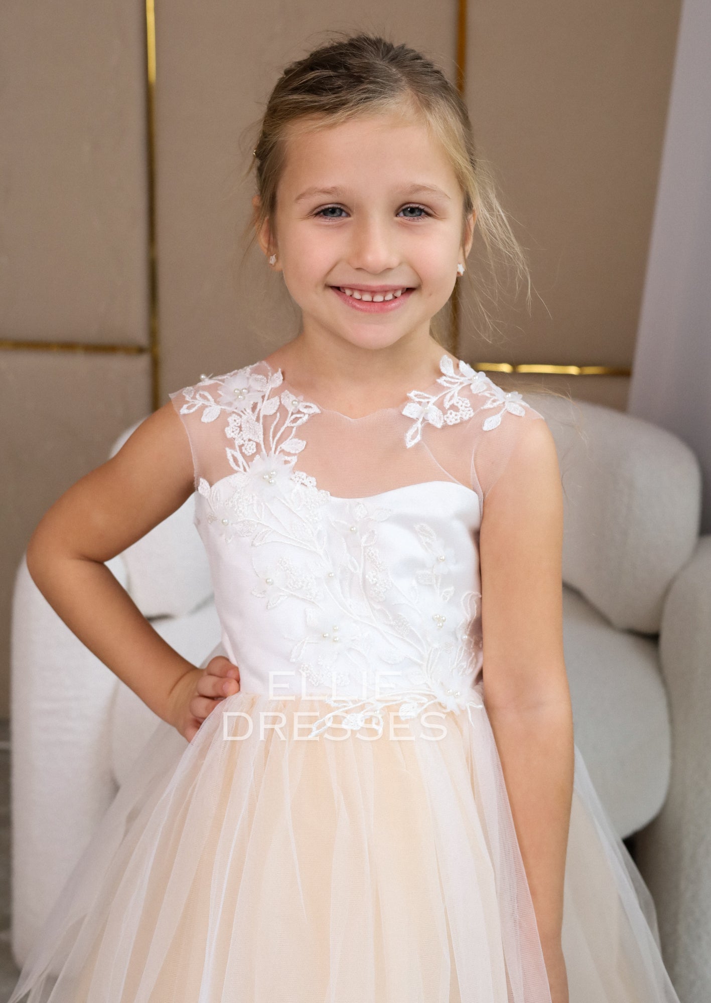 Nude flower girl dress hotsell