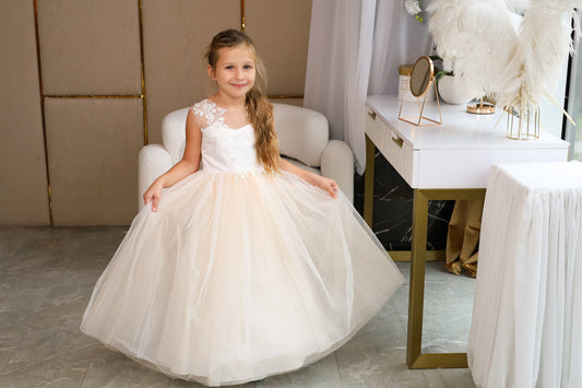 Nude Flower Girl Dress