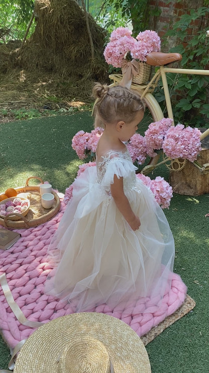 NEW! Nude Flower Girl Dress